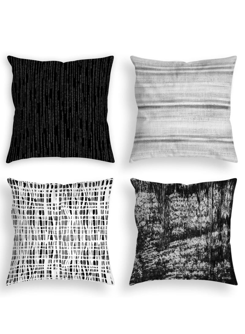 Arabest Set of 4 Black Throw Pillows for Couch, 18"x18" Decorative Throw Pillow Covers, Boho Gray Modern  Pillowcases for Sofa Bed Bedroom, Abstract Geometric Grey White Black - Image 1