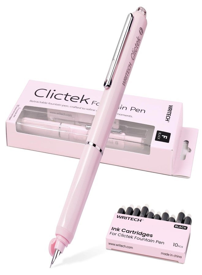 WRITECH Fountain Pen Fine Point: Clictek Retractable Black Ink Cartridges - Image 1