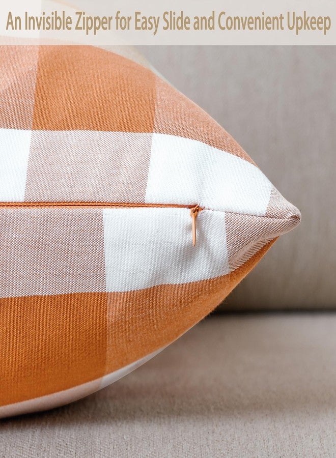 Volcanics Fall Pillow Covers 18x18 Inches Set of 2, Orange and White Farmhouse Buffalo Check Plaid Throw Pillow Covers, Halloween Outdoor Decorative Cushion Pillowcase for Couch Home Decor - Image 3
