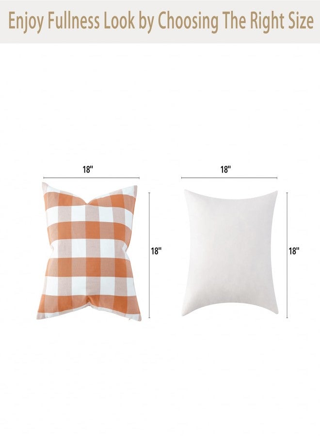 Volcanics Fall Pillow Covers 18x18 Inches Set of 2, Orange and White Farmhouse Buffalo Check Plaid Throw Pillow Covers, Halloween Outdoor Decorative Cushion Pillowcase for Couch Home Decor - Image 5