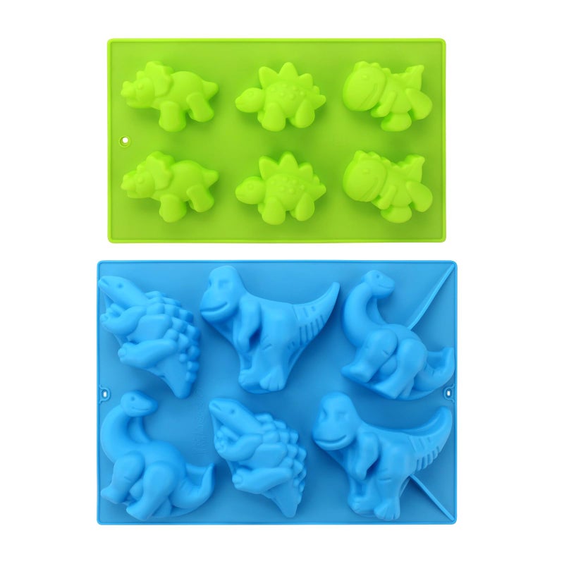 قالب صابون ديناصور من بيزيا 2 عبوة 3D سيليكون حصيرة كعكة شوكولاتة مصغرة حلوى بسكويت خبز صنع طين ثلج DIY مجموعة صينية مكعبات صلبة من الراتنج الجيلاتيني شكل دب زينة حرف يدوي