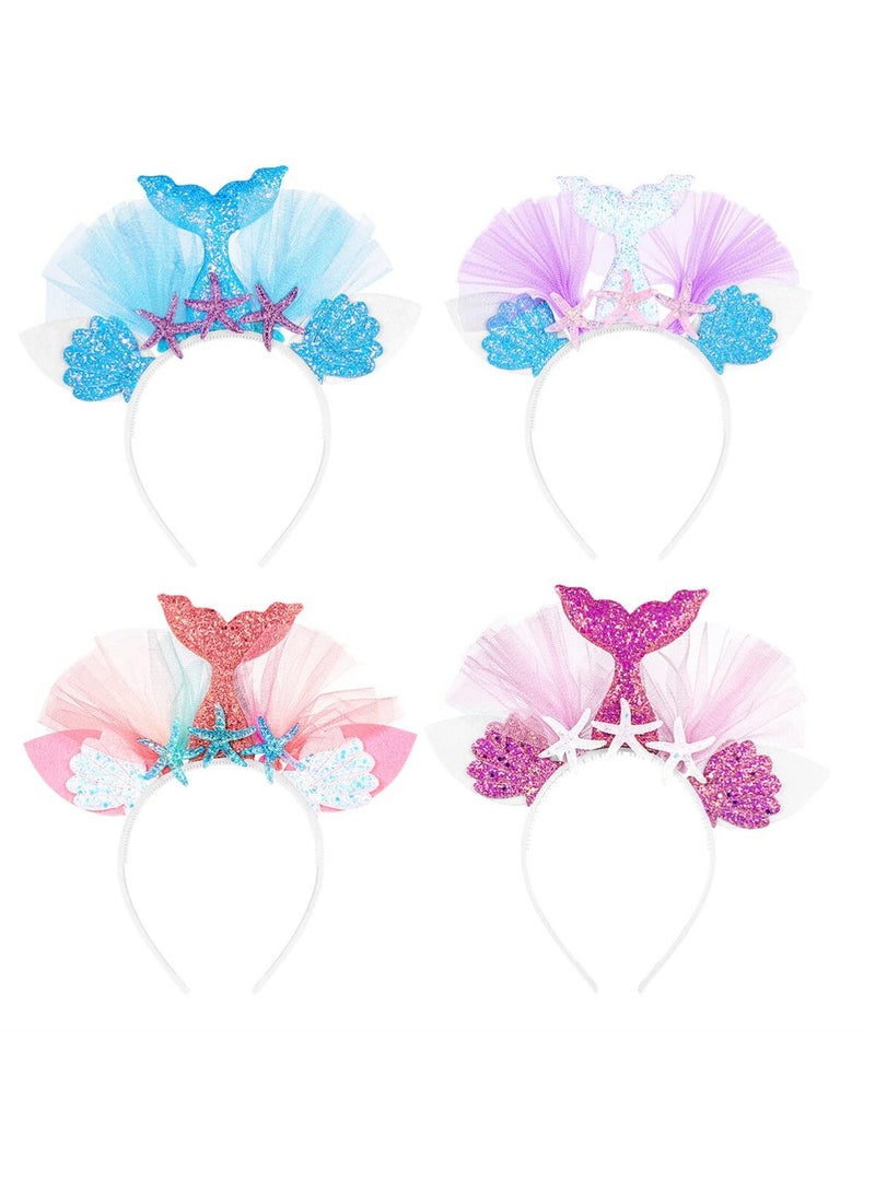 SYOSI Mermaid Tail Headband Mermaid Hair Accessories for Birthday, Costume and Party, Supplies for Women and Girls, 4 Pack - Image 1