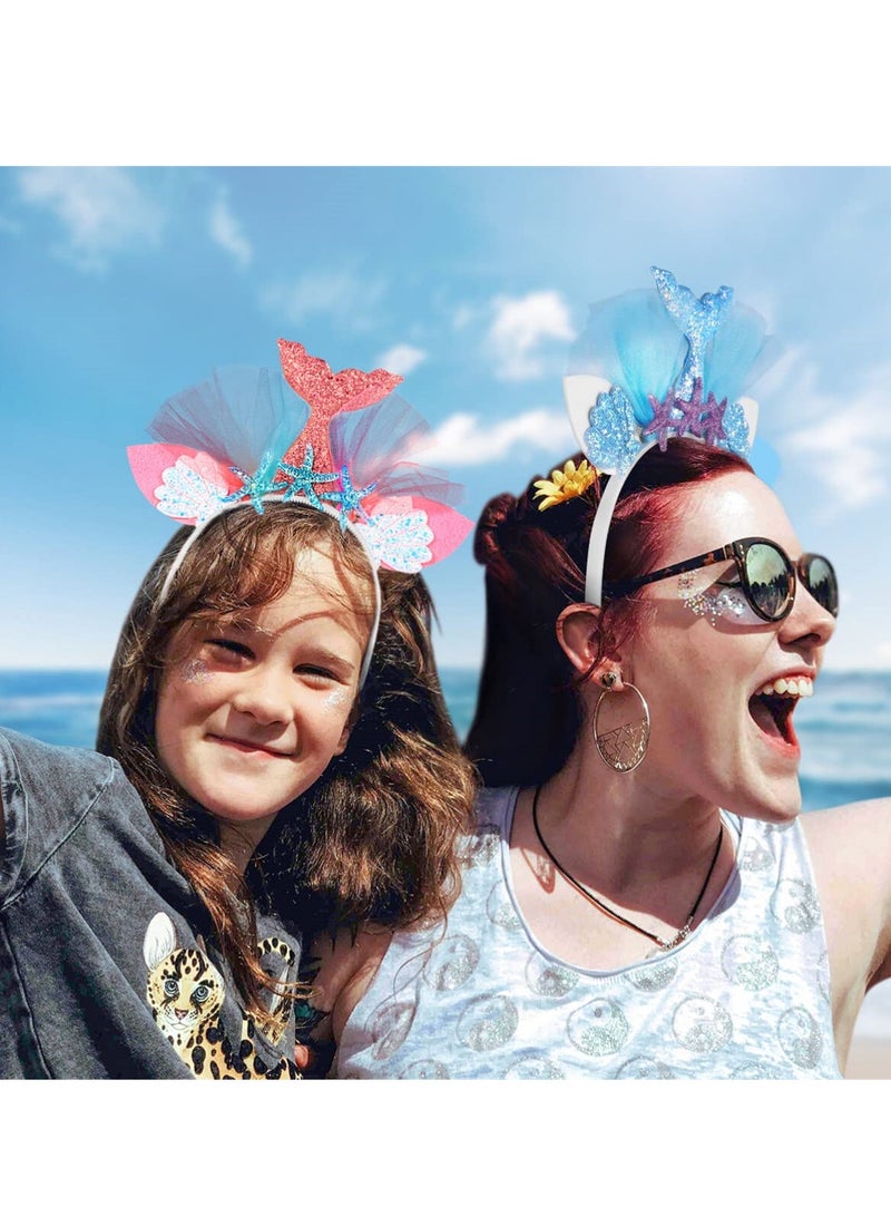 SYOSI Mermaid Tail Headband Mermaid Hair Accessories for Birthday, Costume and Party, Supplies for Women and Girls, 4 Pack - Image 3