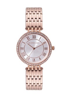 GIORDANO Giordano Eleganza Collection Round Analog Watch for Women, Diamond-Set with Metal Strap Ladies Water Resistant Wrist Watch - A2083 (Silver)  - Image 1