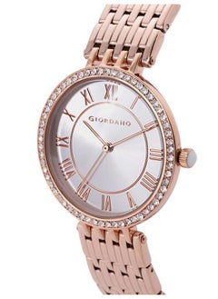 GIORDANO Giordano Eleganza Collection Round Analog Watch for Women, Diamond-Set with Metal Strap Ladies Water Resistant Wrist Watch - A2083 (Silver)  - Image 2