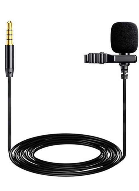 Microphone JMARY MC-R1 - Professional Lavalier Lapel Microphone Omnidirectional Condenser Mic for Mobile Recording Mic for YouTube Video Interview -Black
