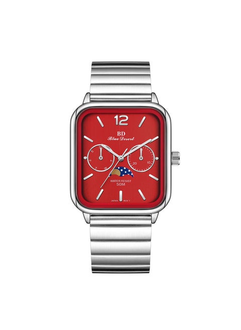 Square Dial Quartz Watch Unisex Waterproof Red plate