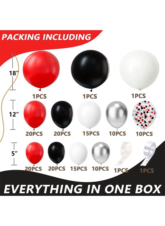 Zeemey 145-pcs Red Balck Silver White Latex Decorative Balloon Arch Garland Set - Perfect for Graduation Baby Shower Wedding Birthday Bachelorette Party Backdrop Decoration - Suitable for Indoor and Outdoor - Image 2
