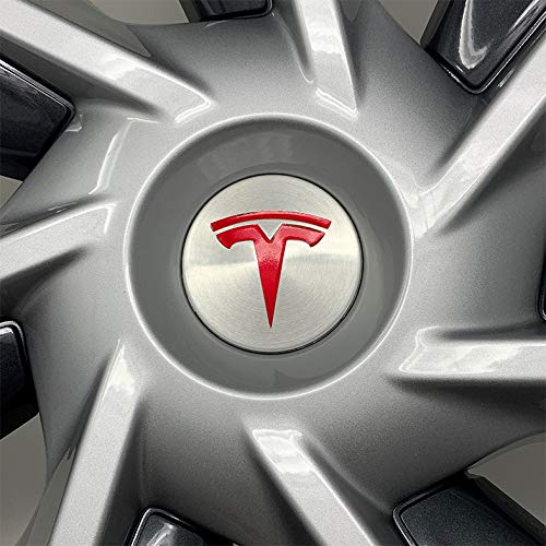 Custom Cut Graphics Wheel Decals for Tesla Model Y & Tempest, 5-pc Set (Gloss Red) - Image 4