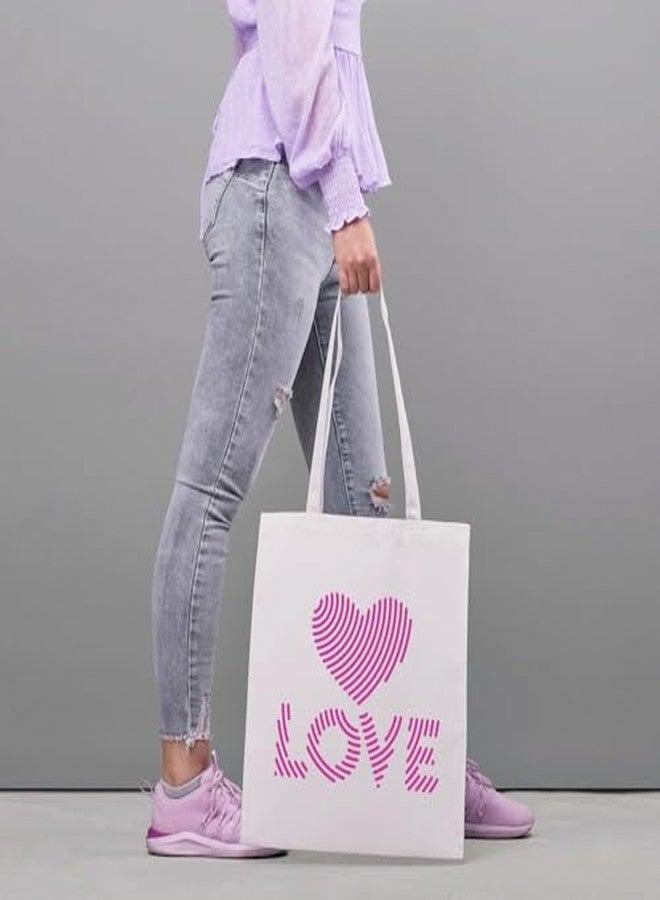 Roundsun Eco Friendly 300 GSM Canvas Tote Bag With Magnet Button Closure 16 Height 14 Width Inches Multi-Purpose Daily Office College Strong Durable Yet Trendy(Love Heart) - Image 4