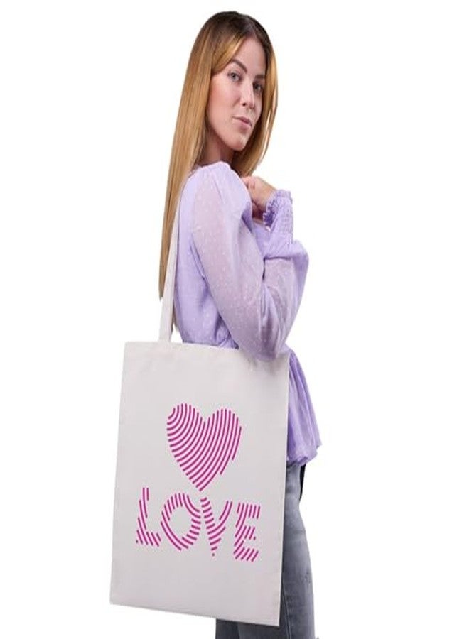 Roundsun Eco Friendly 300 GSM Canvas Tote Bag With Magnet Button Closure 16 Height 14 Width Inches Multi-Purpose Daily Office College Strong Durable Yet Trendy(Love Heart) - Image 3