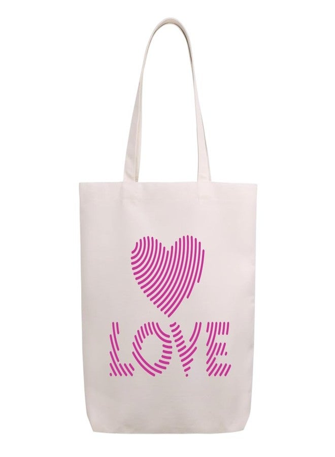 Roundsun Eco Friendly 300 GSM Canvas Tote Bag With Magnet Button Closure 16 Height 14 Width Inches Multi-Purpose Daily Office College Strong Durable Yet Trendy(Love Heart) - Image 2