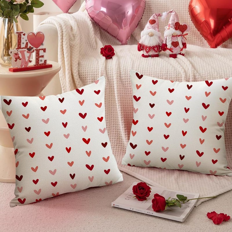 RABUSOFA Valentines Pillow Covers 18x18 inch Set of 2 Valentine's Day Decorations Red Love Heart Decorative Throw Pillows for Bedroom Sofa Couch Holiday Wedding Festivals Home Decor - Image 4