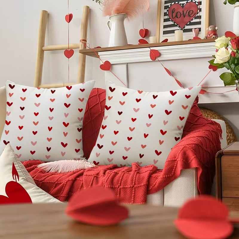 RABUSOFA Valentines Pillow Covers 18x18 inch Set of 2 Valentine's Day Decorations Red Love Heart Decorative Throw Pillows for Bedroom Sofa Couch Holiday Wedding Festivals Home Decor - Image 3