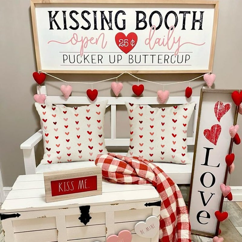 RABUSOFA Valentines Pillow Covers 18x18 inch Set of 2 Valentine's Day Decorations Red Love Heart Decorative Throw Pillows for Bedroom Sofa Couch Holiday Wedding Festivals Home Decor - Image 5