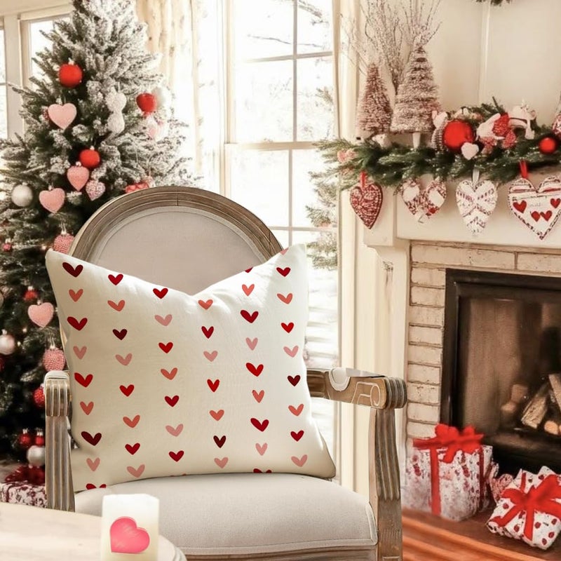 RABUSOFA Valentines Pillow Covers 18x18 inch Set of 2 Valentine's Day Decorations Red Love Heart Decorative Throw Pillows for Bedroom Sofa Couch Holiday Wedding Festivals Home Decor - Image 2