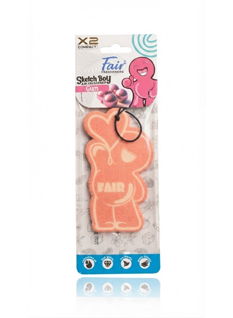 معطر سيارة ورقي فير Fair Sketch Boy برائحة العلكة (Gum) – معطر هواء معلق يدوم طويلاً