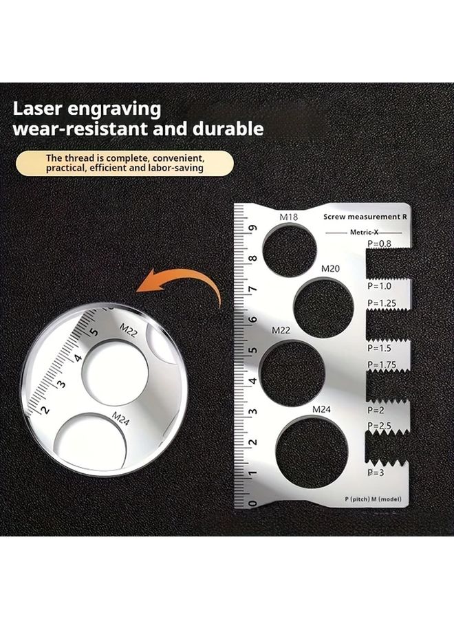 قطعتان من براغي الفولاذ المقاوم للصدأ الفضي، فرجار قياس بفتحات مترية دقيقة لأدوات قياس الخيوط - Image 5