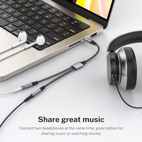 MOSWAG USB C to Dual 3.5mm Female Headphone Splitter,Type C to Dual 3.5mm Female Headphone Adapter Compatible with Pixel 7 6, Galaxy S23 iPhone 15 Pro Max/Pro/Plus - Image 3