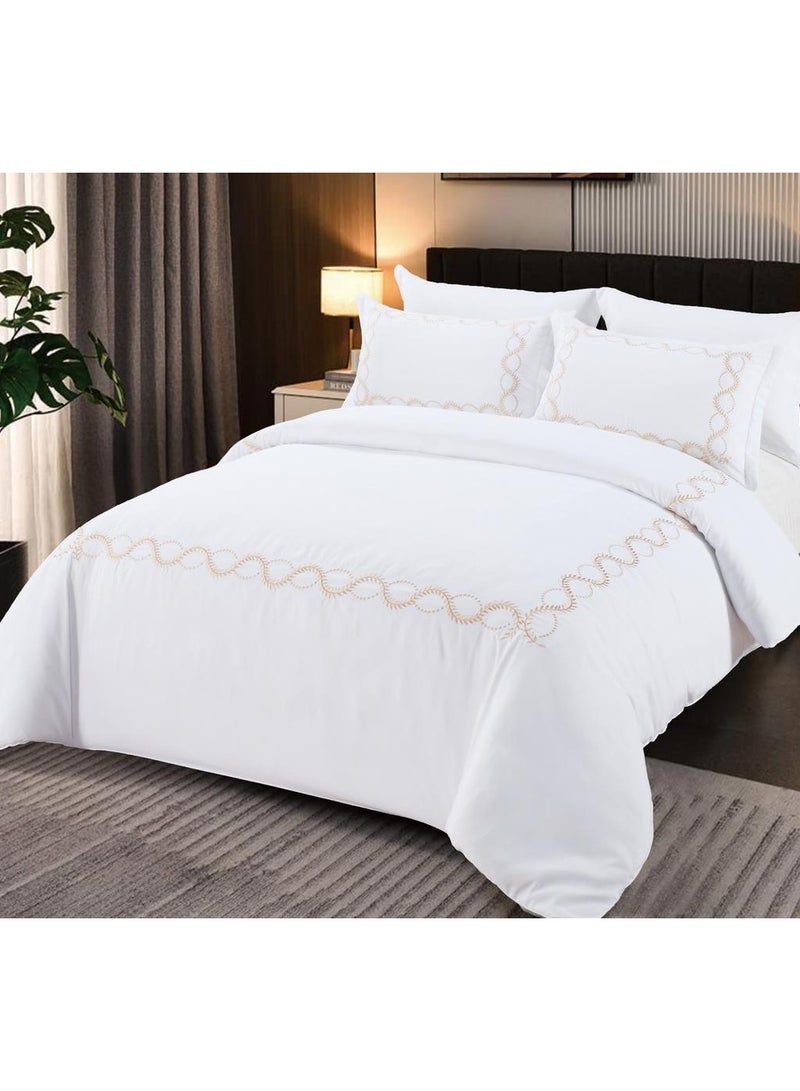 Comfy Comfy 6pc Embroidered Premium Quality Pure Cotton King Size Comforter Set White 112 