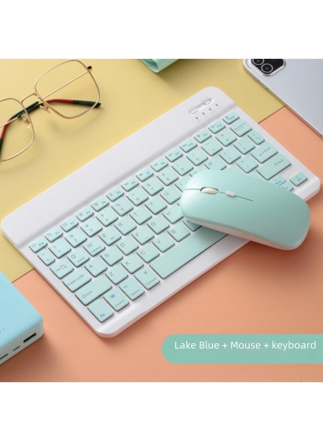 For IPad Tablet PC Bluetooth Keyboard Android For Apple Mobile Wireless Bluetooth Keyboard Mouse Learning Machine-Color:White Battery Mouse - Image 3