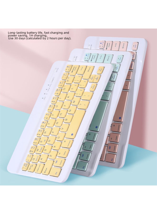 For IPad Tablet PC Bluetooth Keyboard Android For Apple Mobile Wireless Bluetooth Keyboard Mouse Learning Machine-Color:White Battery Mouse - Image 2