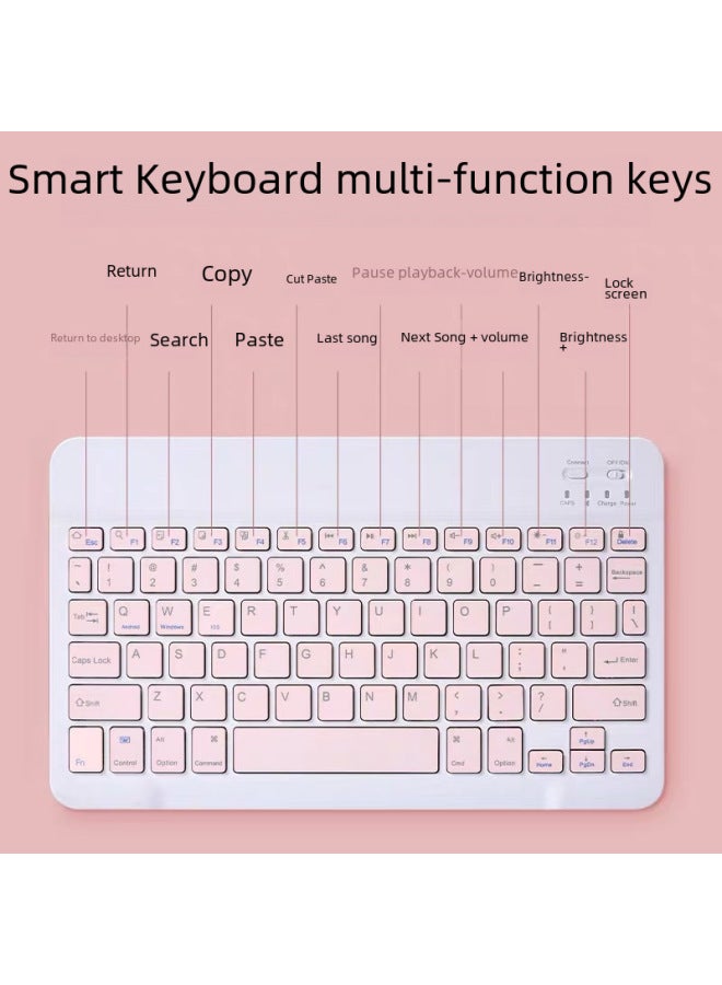 For IPad Tablet PC Bluetooth Keyboard Android For Apple Mobile Wireless Bluetooth Keyboard Mouse Learning Machine-Color:White Battery Mouse - Image 5