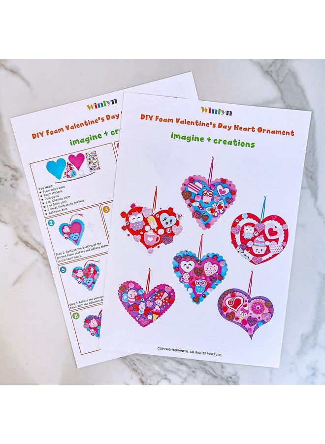 Winlyn زينة قلوب عيد الحب من وينلين 24 مجموعة - زينة قلوب DIY - مجموعات حرف عيد الحب - ملصقات قلوب مصنوعة من الفوم بأشكال متنوعة - عيون متحركة لنشاطات الأطفال في الفصل - تبادل الهدايا - مشروع فني - Image 3