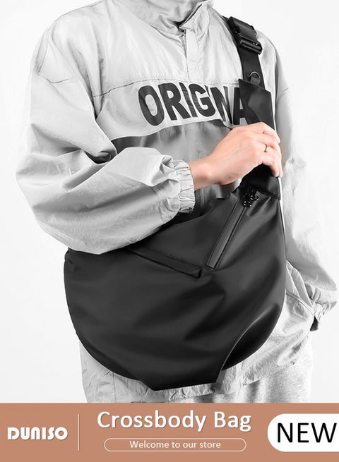 حقيبة كروس بودي هلالية للرجال والنساء، حقيبة خفيفة الوزن متعددة الجيوب مع 2 سحاب، حقائب هوبو فسيحة مع حزام قابل للتعديل، حقيبة دملج مريحة للعمل، المدرسة، السفر، والحياة اليومية