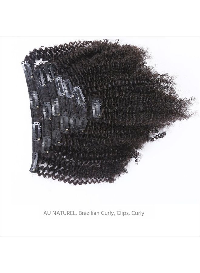 Lacer Afro Kinky Curly Clip in Human Remy Hair Extensions Brazilian Curly Clips Hair Extensions 4B 4C 8A Virgin Thick Natural Black Color Clip on For Black Women 10-22 inch (14 inch, AC #1B) - Image 4