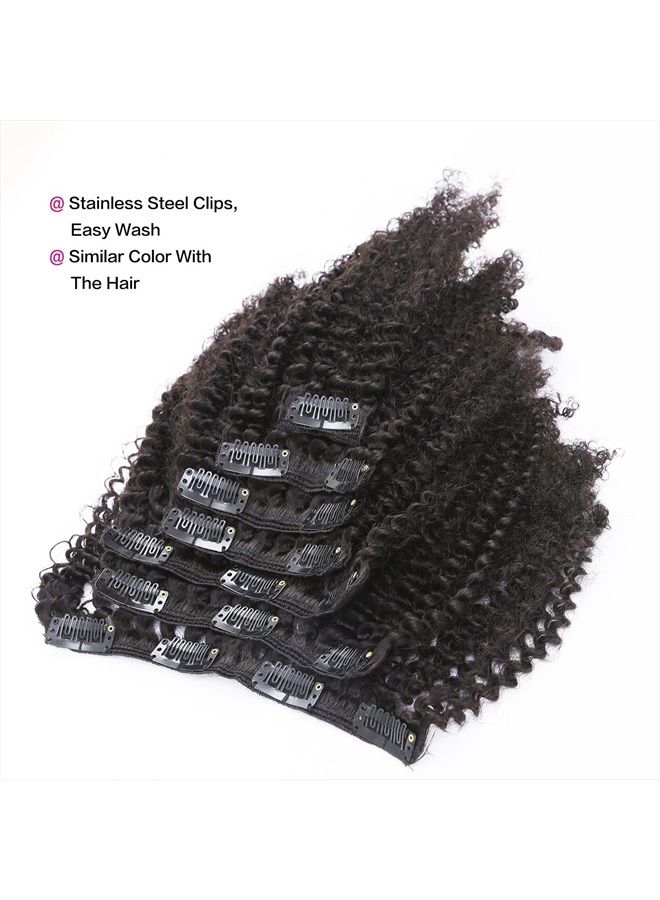 Lacer Afro Kinky Curly Clip in Human Remy Hair Extensions Brazilian Curly Clips Hair Extensions 4B 4C 8A Virgin Thick Natural Black Color Clip on For Black Women 10-22 inch (14 inch, AC #1B) - Image 5