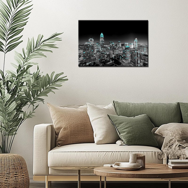 Artbrush Tower Charlotte Skyline Canvas Wall Art - Image 3