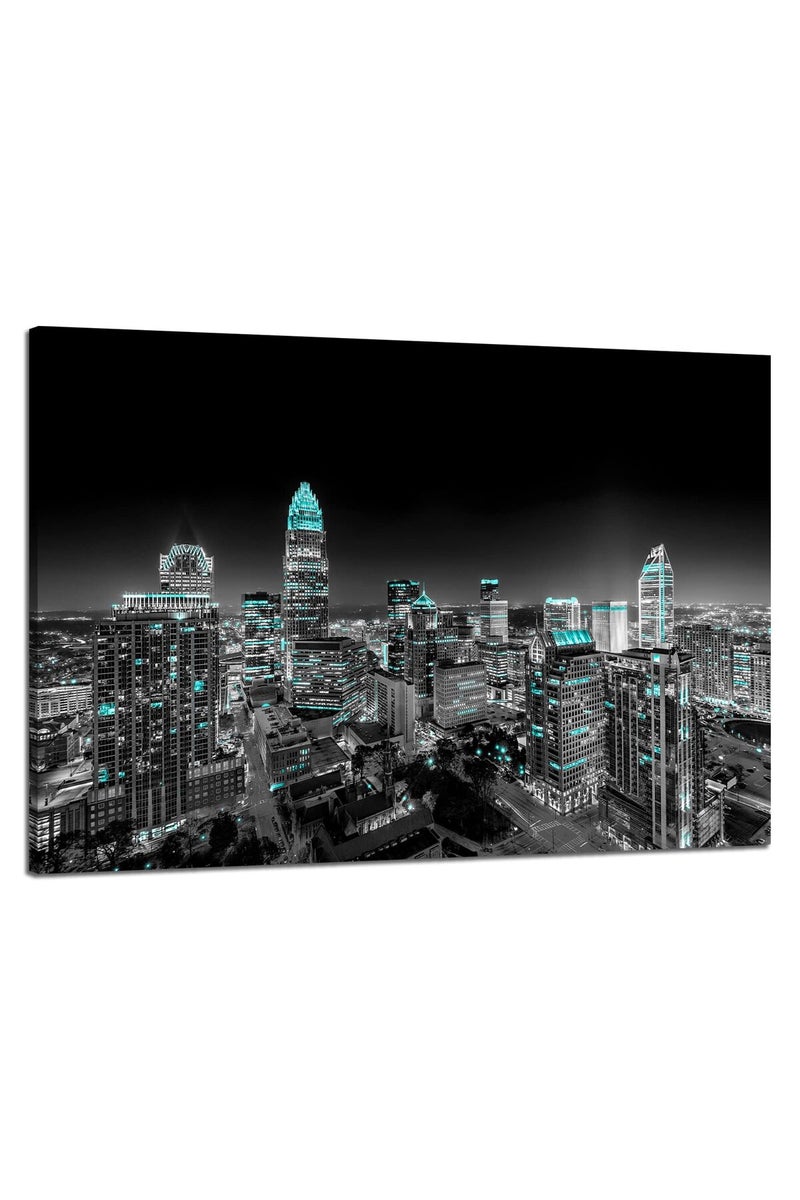Artbrush Tower Charlotte Skyline Canvas Wall Art - Image 1