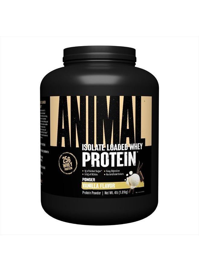 ANIMAL Whey Isolate Protein Powder - Loaded for Pre & Post Workout Muscle Builder and Recovery with Digestive Enzymes for Men & Women - 25g Protein, Great Taste, Low Sugar - Vanilla 4 lbs - Image 1