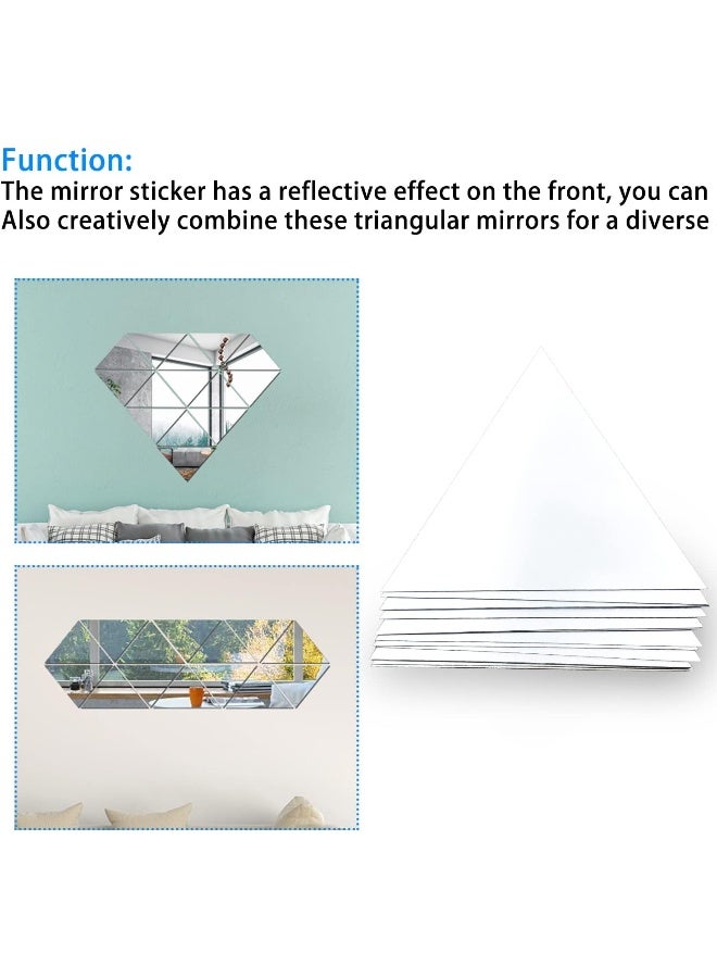 TPGP 14Pcs Triangle Acrylic Mirror Wall Stickers Removable Acrylic Setting Wall Sticker Diy Mirror Wall Sticker, For Home Bedroom Background Decor(Silver) - Image 5
