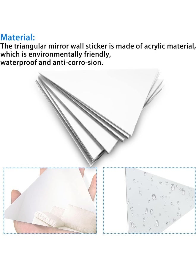 TPGP 14Pcs Triangle Acrylic Mirror Wall Stickers Removable Acrylic Setting Wall Sticker Diy Mirror Wall Sticker, For Home Bedroom Background Decor(Silver) - Image 4