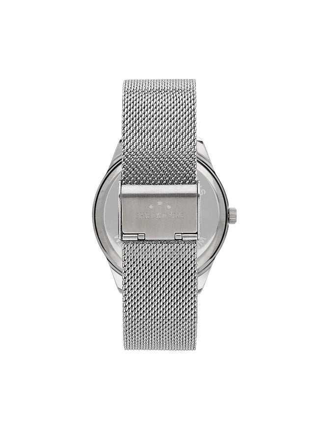 Chronostar Men's Black Round Analog Dial with Silver Stainless Steel Band Watch - 41mm - R3753298009 - Image 5