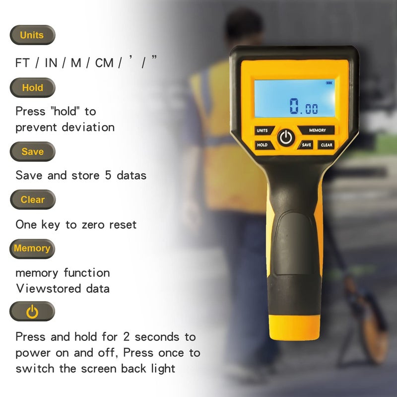 Zozen Measuring Wheel Digital Display, 3-Sections Foldable, Imperial/Metric Measure Wheel with Backlit Display | Up to 99,999Ft/ 99,999M | Kickstand to Keep Stand |Portable, Include Cloth Backpack. - Image 3