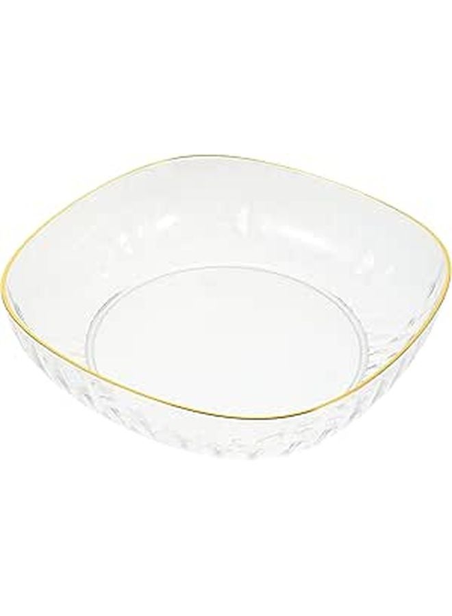 Gold Trimmed Elegant Plastic Fruit Salad Bowl for Kitchen Serving Party and Daily Use - Image 1