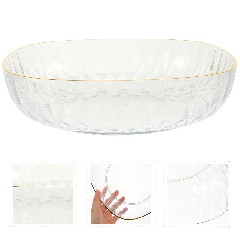 Gold Trimmed Elegant Plastic Fruit Salad Bowl for Kitchen Serving Party and Daily Use - Image 3