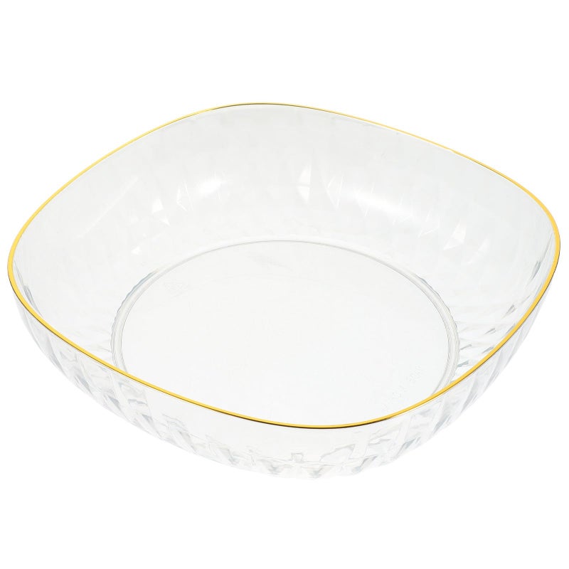 Gold Trimmed Elegant Plastic Fruit Salad Bowl for Kitchen Serving Party and Daily Use - Image 2