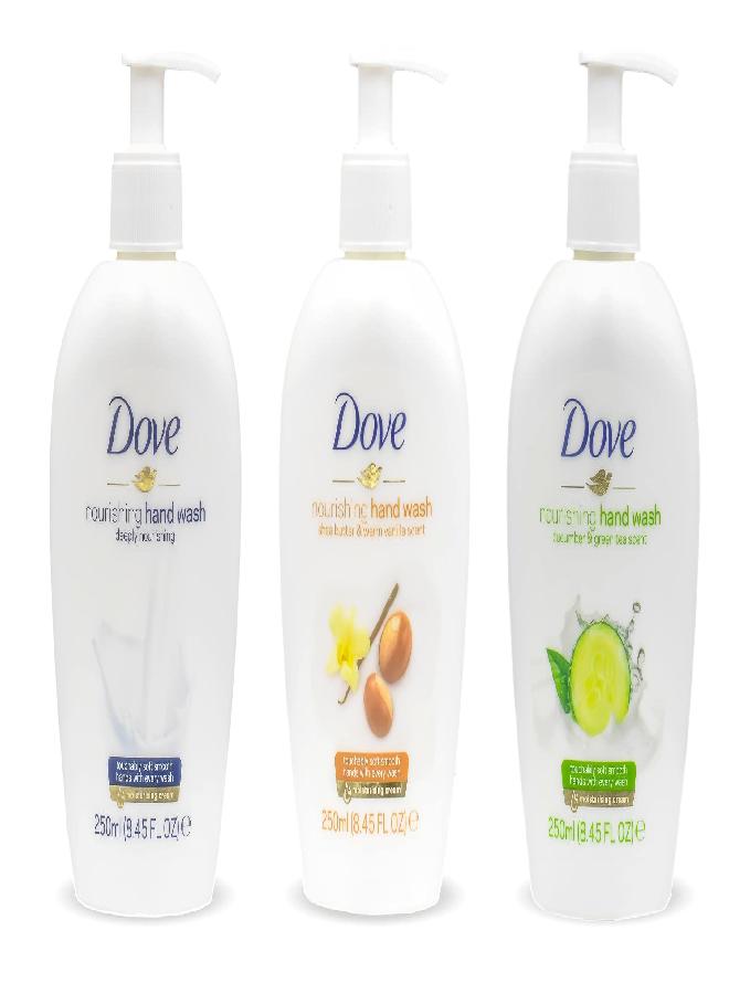 Unilever Dove, Nourishing Hand Wash Variety of 3 (Deeply Nourishing, Shea Butter & Warm Vanilla, Cucumber & Green Tea) - 250 ML (8.45 FL OZ) - International Version… - Image 1