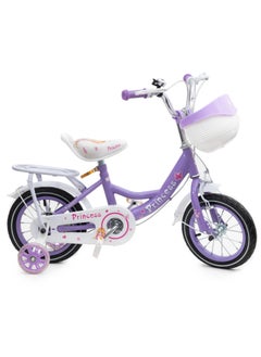 MG 12-Inch Kids Bike With Carrier Seat And Basket, Unassembled For 2-7 Years Old-Purple  - Image 1