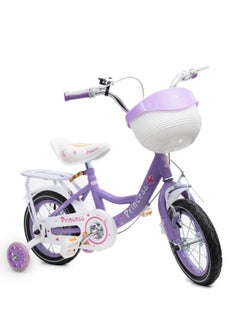 MG 12-Inch Kids Bike With Carrier Seat And Basket, Unassembled For 2-7 Years Old-Purple  - Image 2