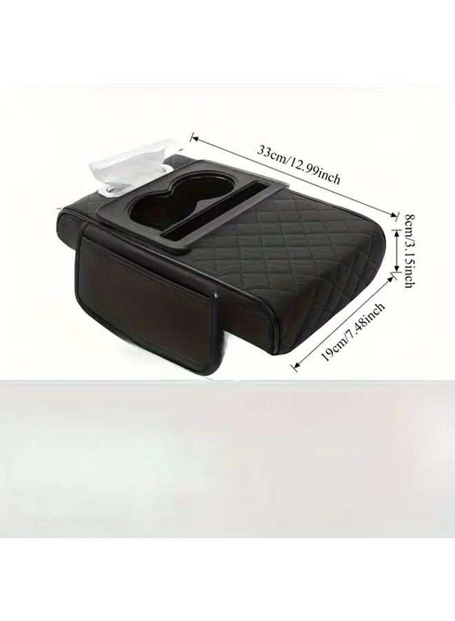 4in1 Car Center Console Pad With Pockets Black Red Faux Leather For Car - Image 2