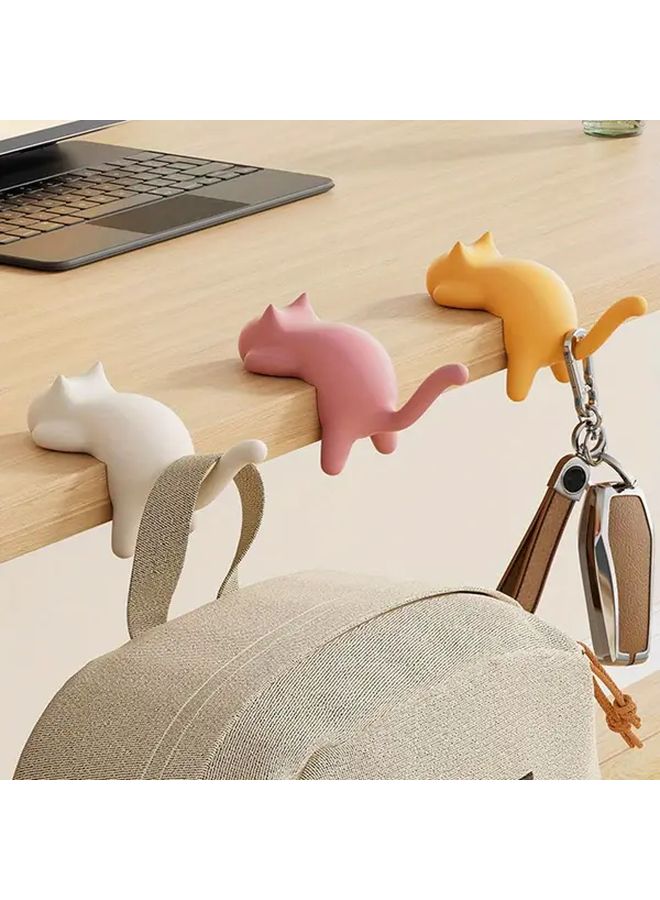 Multicolor Set of 4 Plastic Cat Hooks Space Saving Bag Hangers Home Organizer - Image 5