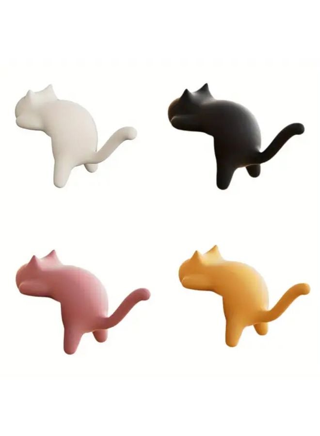 Multicolor Set of 4 Plastic Cat Hooks Space Saving Bag Hangers Home Organizer - Image 1