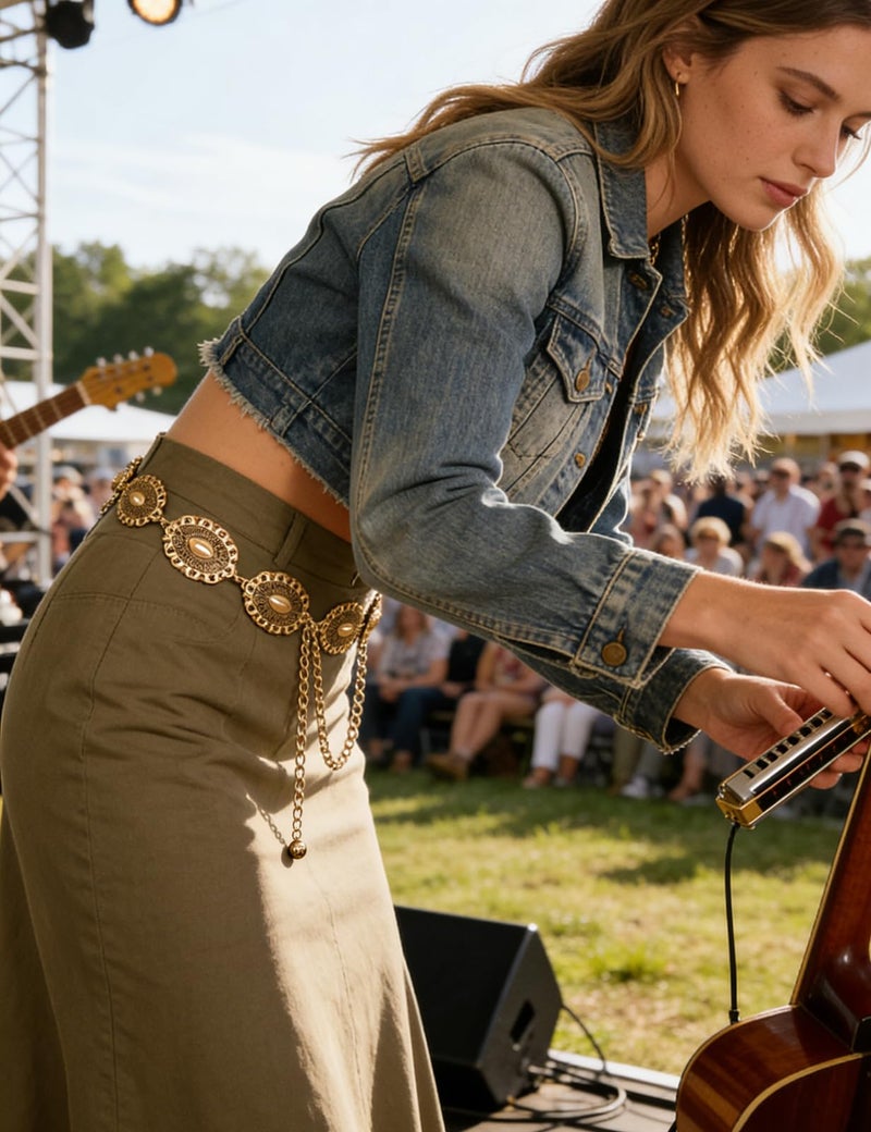 TOPACC Gold Concho Belts for Women Western Metal Cowgirl Chain Belts for Dresses Jeans Country Concert Outfit - Image 3