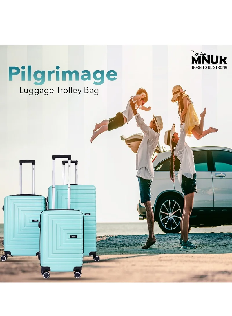 MNUK Pilgrimage Checked Traveling Luggage | Hardside Soft Handle Trolley with TSA Lock |Double 360° 4 Wheeler| Trolley Luggage Bag 28 Inch , Mint
