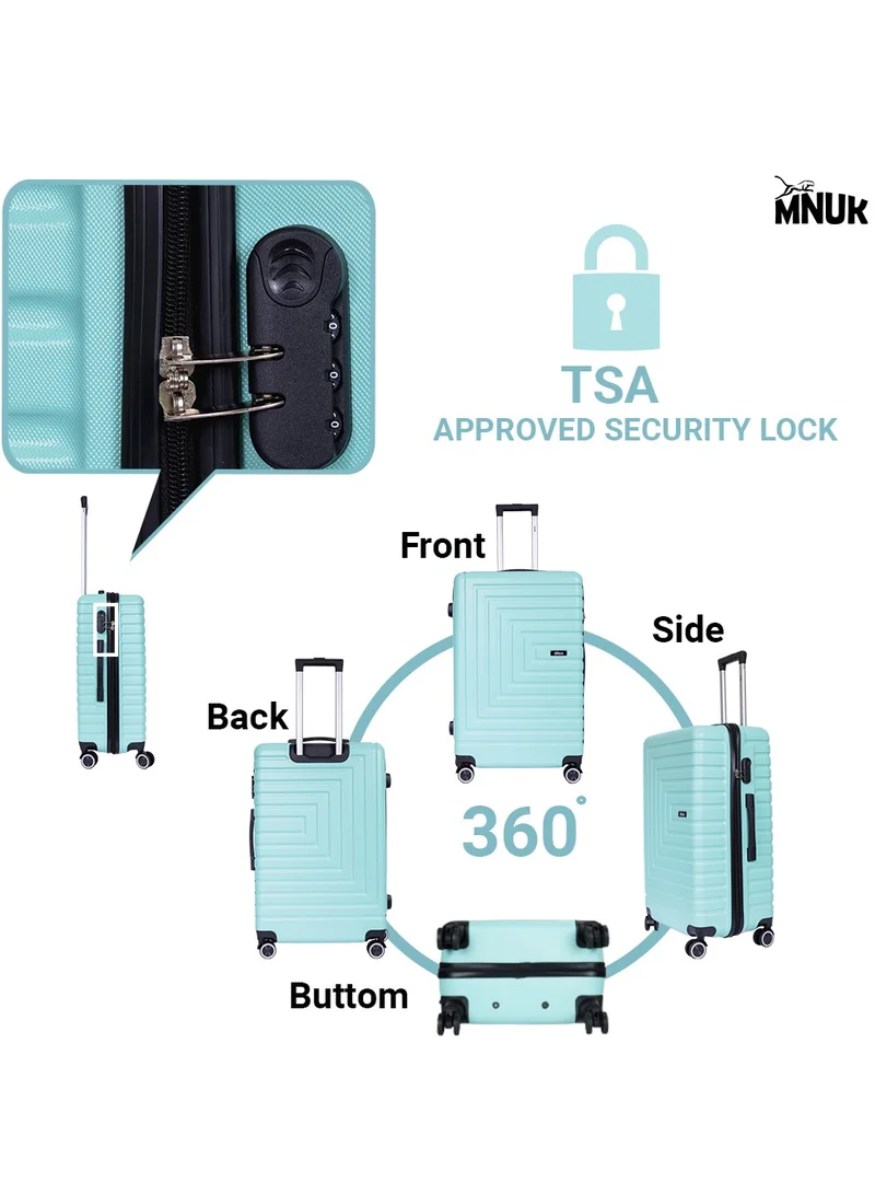 MNUK Pilgrimage Checked Traveling Luggage | Hardside Soft Handle Trolley with TSA Lock |Double 360° 4 Wheeler| Trolley Luggage Bag 28 Inch , Mint